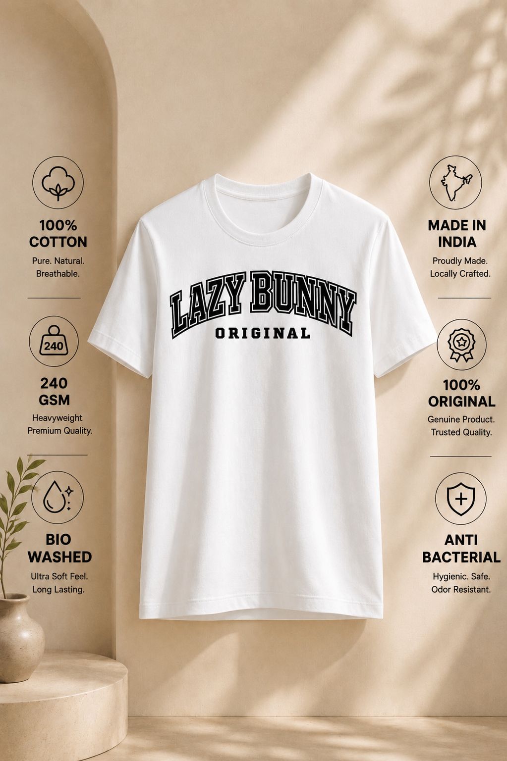 White Print Regular Fit T-Shirt