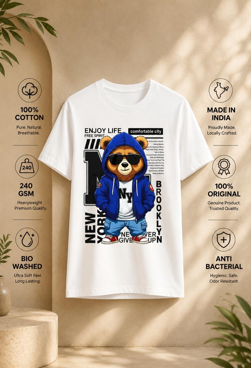 Cool Bear Printed Regular Fit T-Shirt